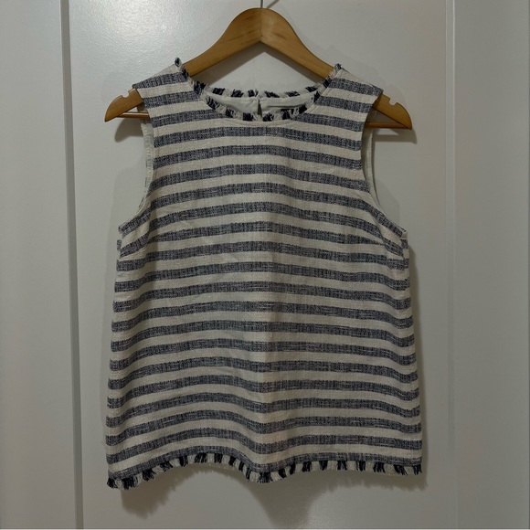 BANANA REPUBLIC - Sleeveless Lined Top - Blue & White Stripe - Tweed - Women’s S - Picture 8 of 10